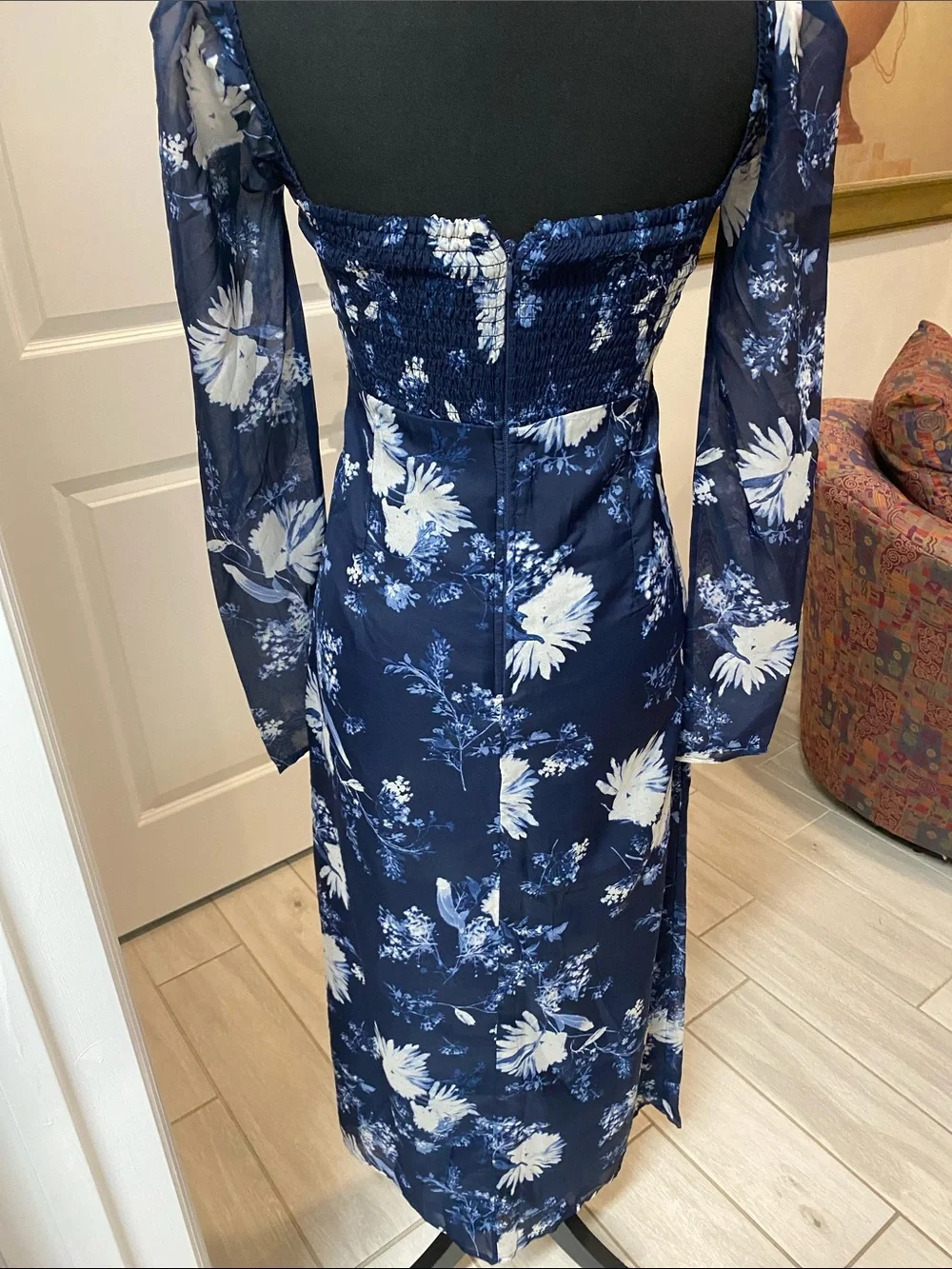 Abercrombie & Fitch Navy and White Floral Maxi Dress